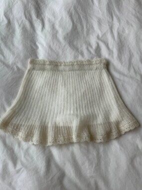 Mirror palais Little Lamb Knit skirt r - White lace mini skirt with elastic wais
